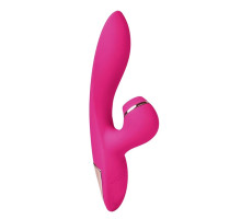 Розовый вибратор-кролик с вакуумной стимуляцией 5’’ Silicone Suction Kiss - 20,3 см.