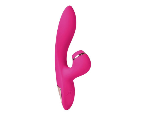 Заказать Розовый вибратор-кролик с вакуумной стимуляцией 5’’ Silicone Suction Kiss - 20,3 см.