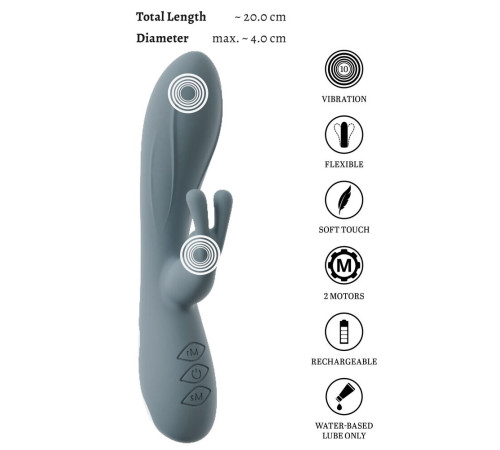 Силиконовый вибратор-кролик VELINA Rabbit Vibrator - 20 см.