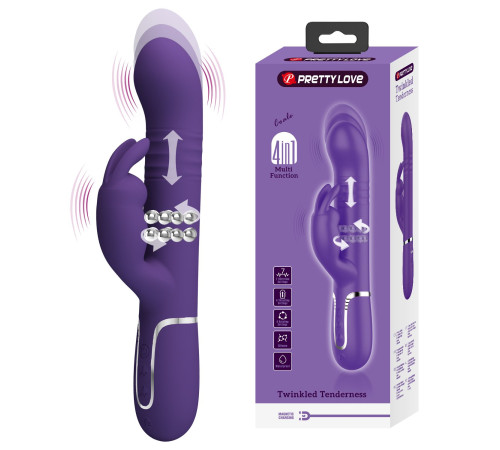 Фиолетовый вибратор Coale с ротацией бусин и возвратно-поступательными движениями - 22,6 см.