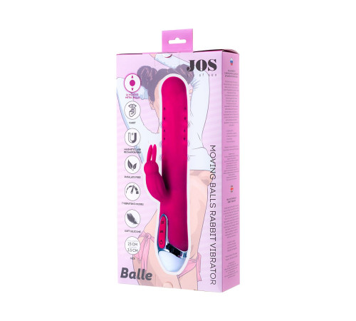 Розовый вибратор с клиторальным стимулятором Balle - 23 см.
