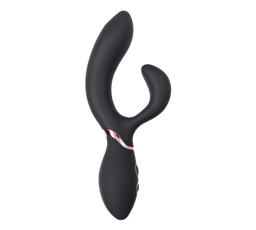 Черный вибратор Avalanche с «танцующим» клиторальным стимулятором - 20,5 см.