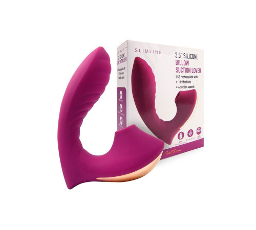 Сливовый вибромассажер с вакуумной стимуляцией клитора