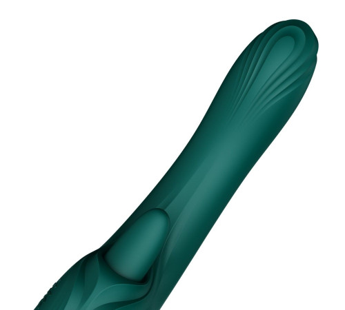 Зеленый вибростимулятор-кролик с функцией нагрева Ares - 24,6 см.