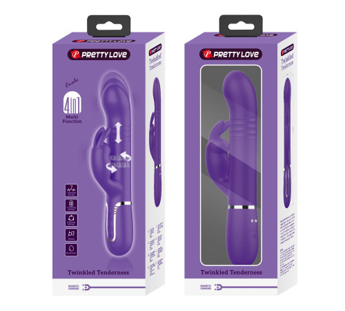 Фиолетовый вибратор Coale с ротацией бусин и возвратно-поступательными движениями - 22,6 см.