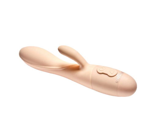 Телесный вибратор Kiara с клиторальным отростком - 18,3 см.