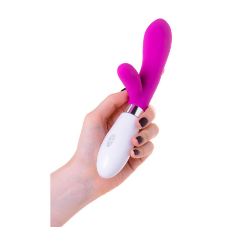 Розовый силиконовый вибратор с клиторальным стимулятором A-Toys Mady - 20,4 см.