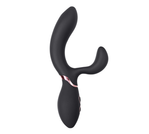 Черный вибратор Avalanche с «танцующим» клиторальным стимулятором - 20,5 см.