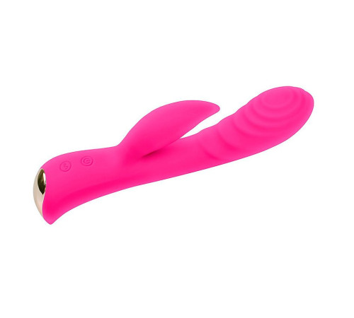 Ярко-розовый вибромассажер-кролик 5  Silicone Ripple Passion - 19,1 см.