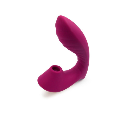 Сливовый вибромассажер с вакуумной стимуляцией клитора
