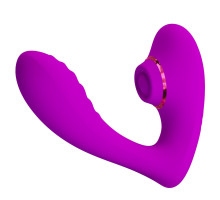 Лиловый вибратор с клиторальной стимуляцией Nauty