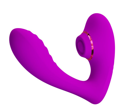 Лиловый вибратор с клиторальной стимуляцией Nauty