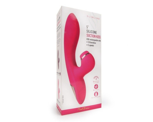 Заказать Розовый вибратор-кролик с вакуумной стимуляцией 5’’ Silicone Suction Kiss - 20,3 см.