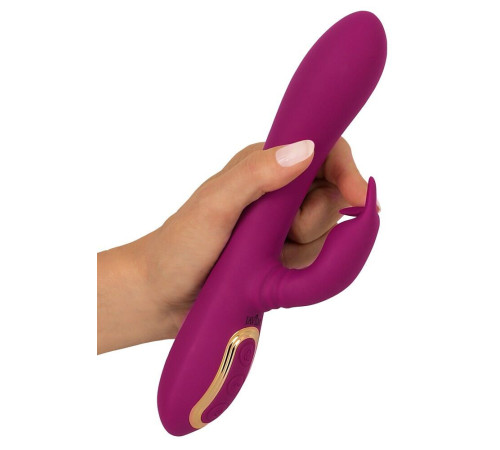 Фиолетовый вибратор 3 Function Vibrator с вращением бусин - 23 см.