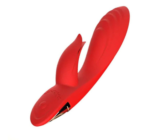 Красный вибратор-кролик 5’’ Silicone Kissing - 20,2 см.