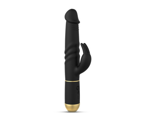 Заказать Черный вибратор-кролик Furious Rabbit 2.0 с функцией возвратно-поступательных движений и вращением шариков - 27 см.