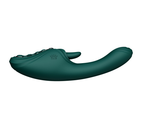 Зеленый вибростимулятор-кролик с функцией нагрева Ares - 24,6 см.