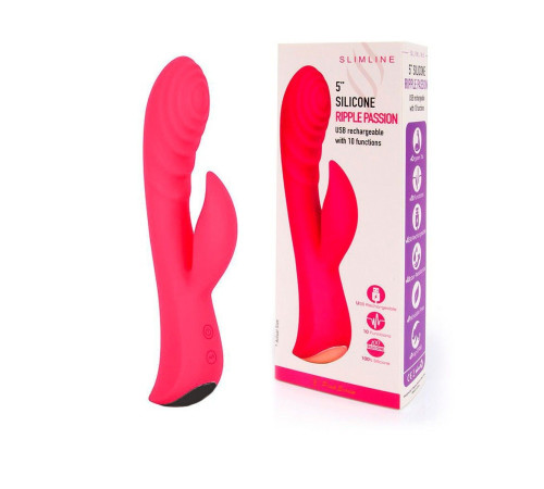 Красный перезаряжаемый вибратор-кролик - 19,1 см.