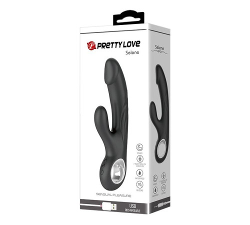 Чёрный вибратор с клиторальным отростком Selene - 19 см.