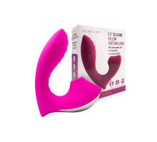 Ярко-розовый вибромассажер с вакуумной стимуляцией клитора