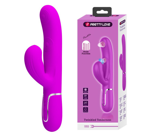 Лиловый вибратор-кролик с пульсацией Perdita - 22,8 см.