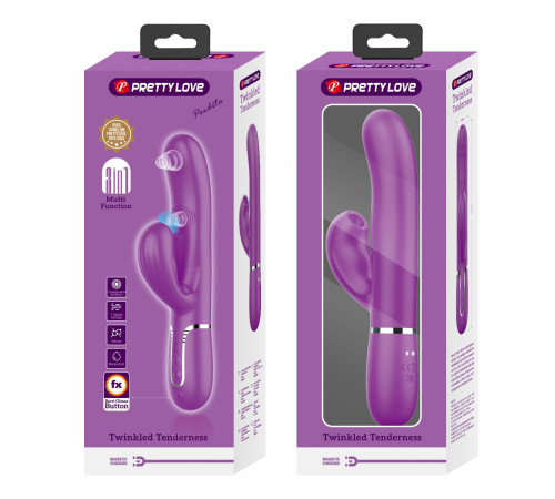 Фиолетовый вибратор с клиторальным отростком Perdita - 22,8 см.