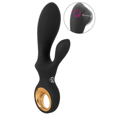 Черный вибратор-кролик с функцией расширения Inflatable Rabbit Vibrator - 18,3 см.