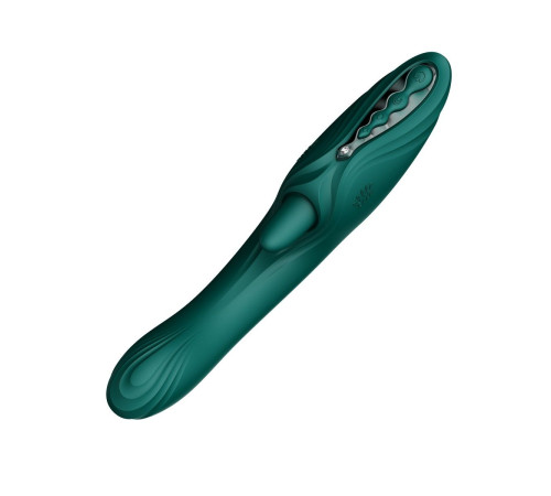 Зеленый вибростимулятор-кролик с функцией нагрева Ares - 24,6 см.