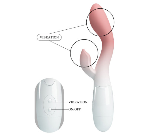 Розово-белый вибромассажёр-кролик Brighty - 20 см.