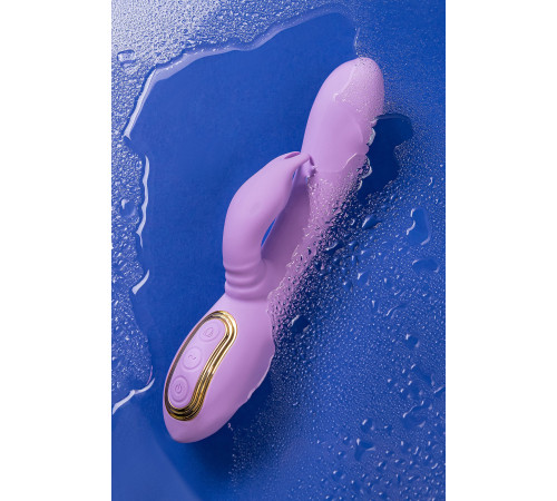 Фиолетовый вибратор-кролик с вращающимся клиторальным стимулятором Jammy - 22,5 см.