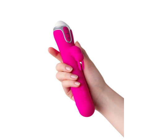 Розовый вибратор с клиторальным стимулятором Balle - 23 см.