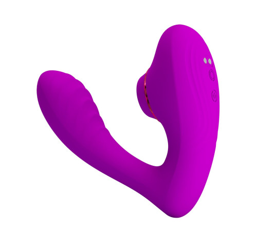 Лиловый вибратор с клиторальной стимуляцией Nauty