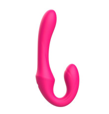 Розовый вибратор с клиторальным отростком и пультом ДУ- 19,6 см.