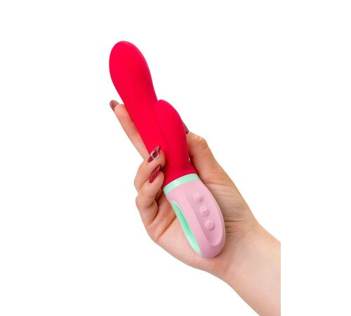 Красный вибратор с клиторальным отростком Petunia - 19 см.