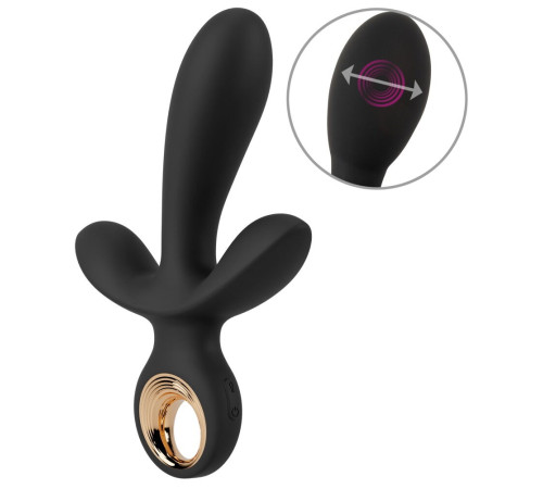 Черный вибратор с функцией расширения Inflatable Triple Vibrator - 18,9 см.