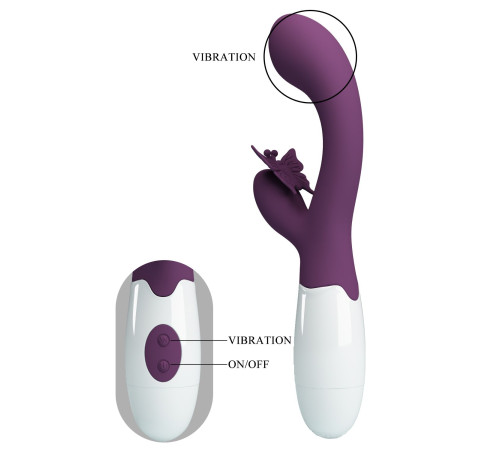 Сливовый вибратор Butterfly Kiss с загнутой головкой - 19,9 см.