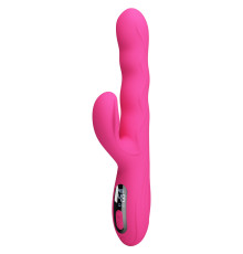 Розовый вибростимулятор-кролик с волновыми движениями Winters - 25,2 см.