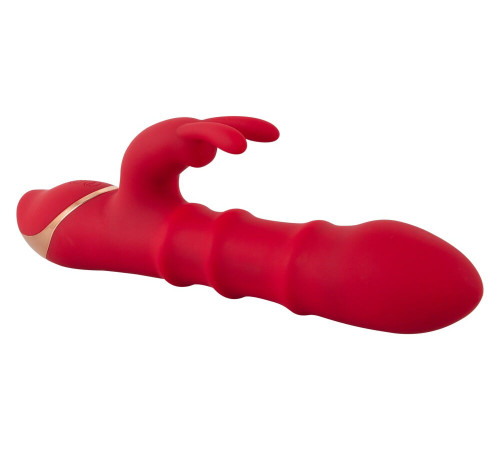 Красный вибратор-кролик с 3 подвижными кольцами Rabbit Vibrator with 3 Moving Rings - 23,7 см.