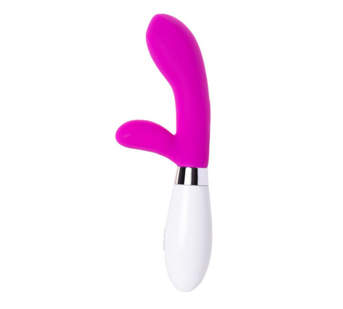 Розовый силиконовый вибратор с клиторальным стимулятором A-Toys Mady - 20,4 см.
