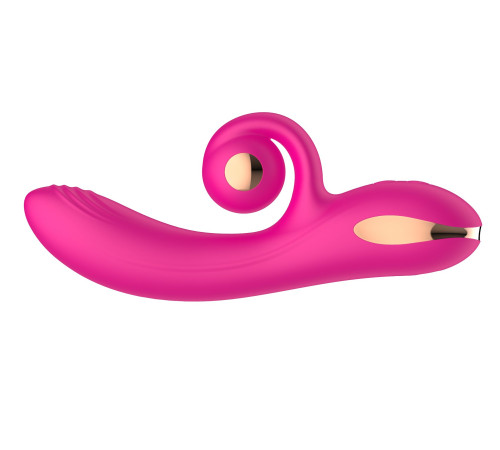 Розовый вибратор-кролик с функцией вращения ствола