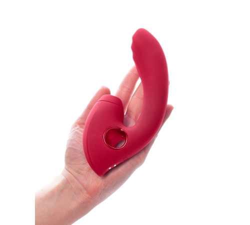 Красный вибратор с вакуум-волновым стимулятором клитора Grace