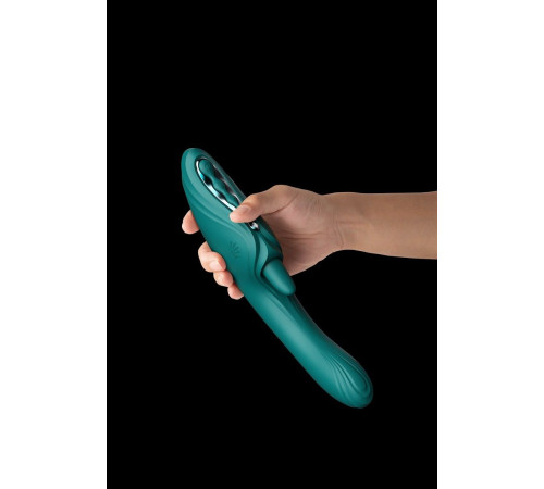 Зеленый вибростимулятор-кролик с функцией нагрева Ares - 24,6 см.