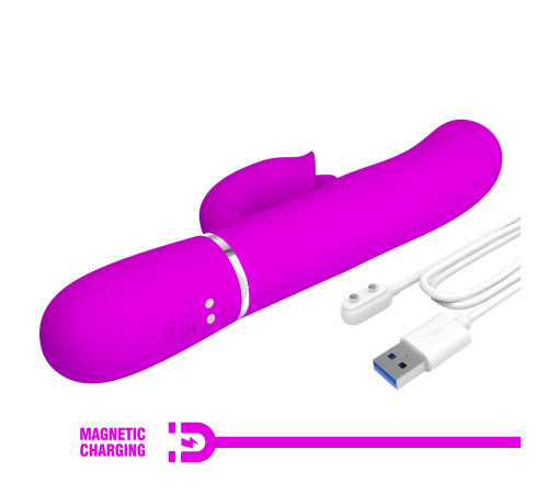 Лиловый вибратор-кролик с пульсацией Gigi - 22,8 см.