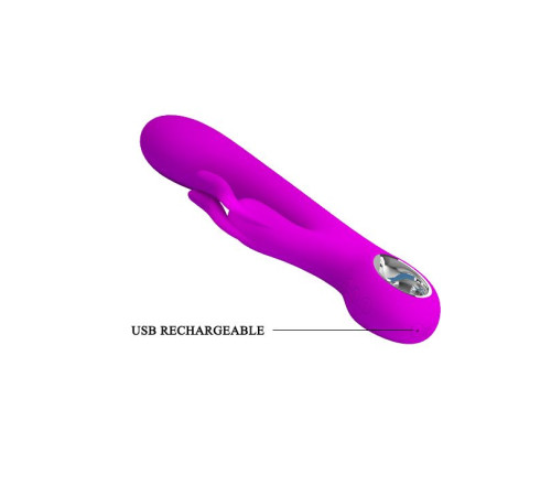 Лиловый вибромассажер с клиторальным отростком Hot Rabbit - 19 см.