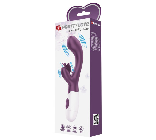Сливовый вибратор Butterfly Kiss с загнутой головкой - 19,9 см.
