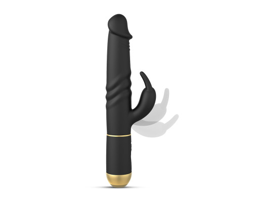 Заказать Черный вибратор-кролик Furious Rabbit 2.0 с функцией возвратно-поступательных движений и вращением шариков - 27 см.