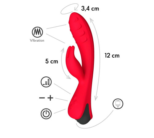 Красный вибратор-кролик Lepus с ребрышками