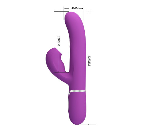 Фиолетовый вибратор с клиторальным отростком Perdita - 22,8 см.