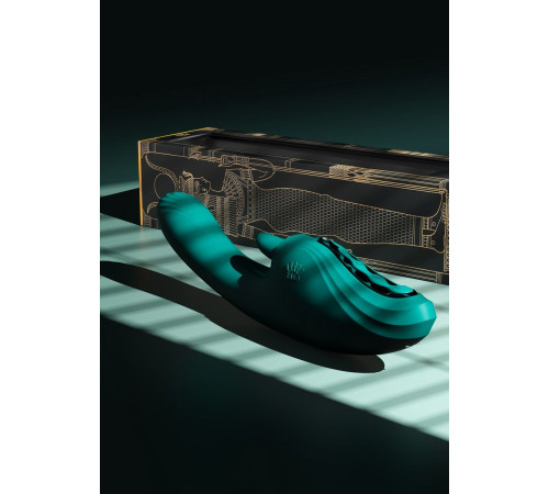 Зеленый вибростимулятор-кролик с функцией нагрева Ares - 24,6 см.