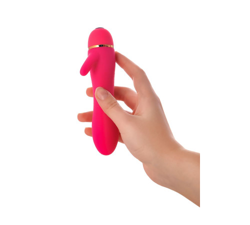 Розовый вибромассажёр с небольшим клиторальным отростком - 15 см.